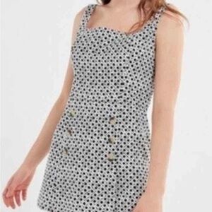Urban Outfitters Dalila Diamond Print  Romper Skort Dress Size L Coquette Boho